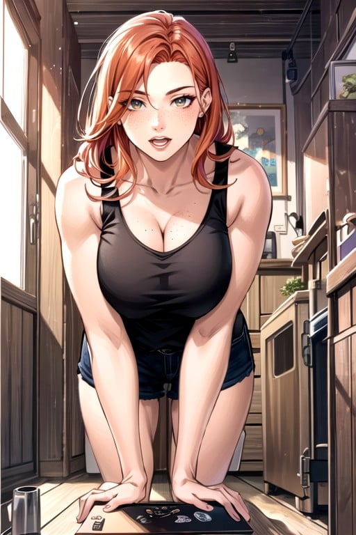 Sleeveless T-shirt, Muscular, Ginger AI Porn