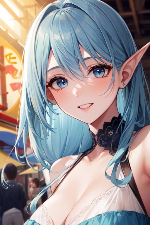 Blue Eyes, Elf Ears, Small Breast AI Porn