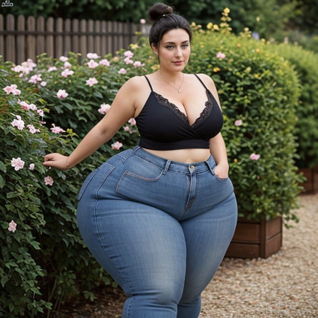 Pants, Black Hair, Extra Thick AI Porn