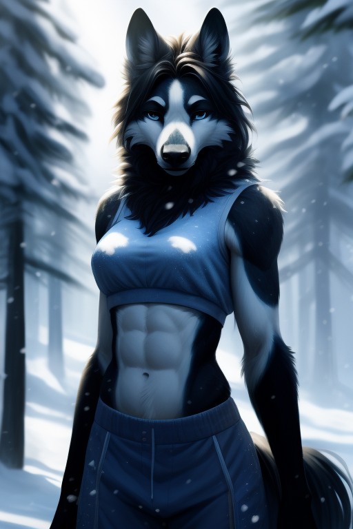 Heure Bleue, Ombre Dure, Vue De FacePorno IA Furry