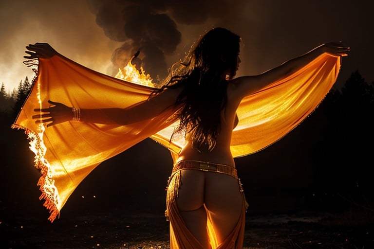 Surrounded By Flames, Vue Arrière, Extremely Massive AssPorno IA transsexuelle