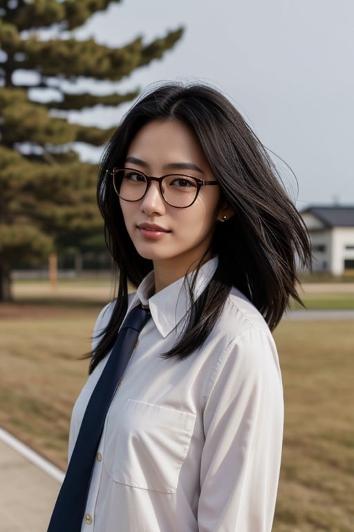 School Uniform, Japanese, Glasses AI Porn