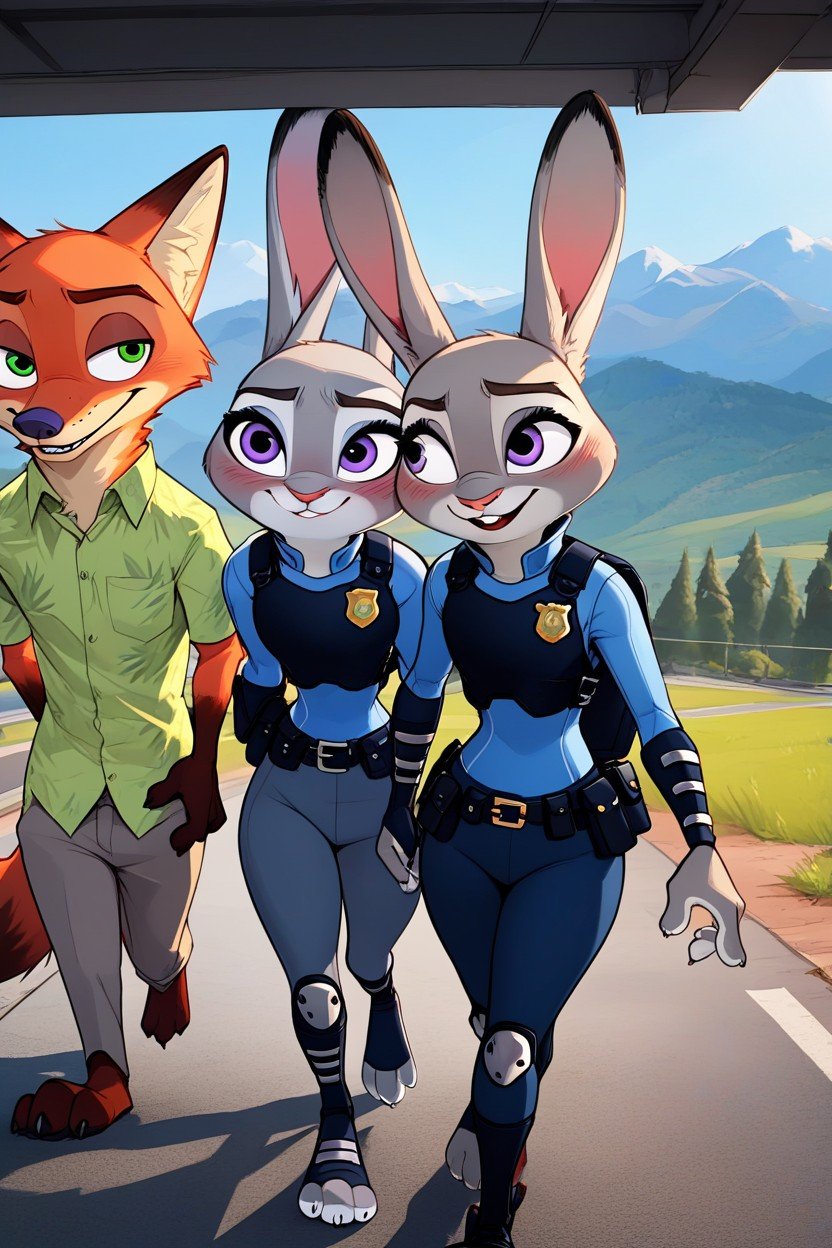 Talking, Judy Hopps From Zootopia With Nick Wilde, Black Backpack퍼리 AI 포르노