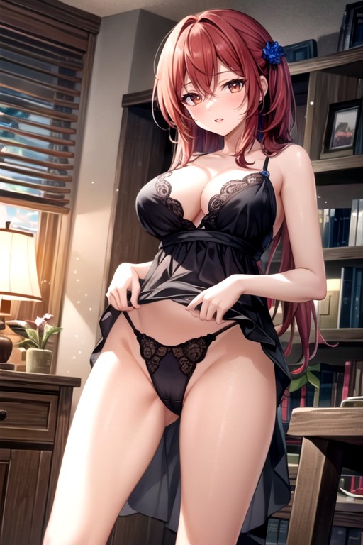 Legs Spread, Showing Boobs, Red HairAIポルノ