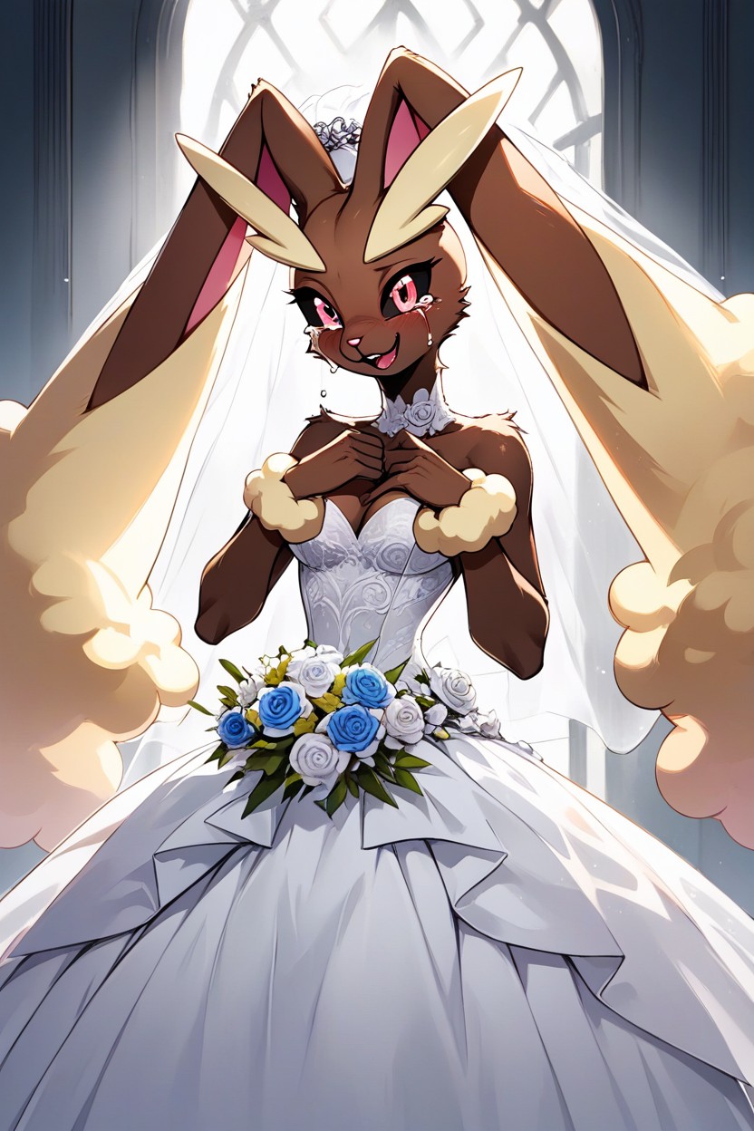 Wedding Dress, Happy Crying, Soft Shadow Furry AI Porn