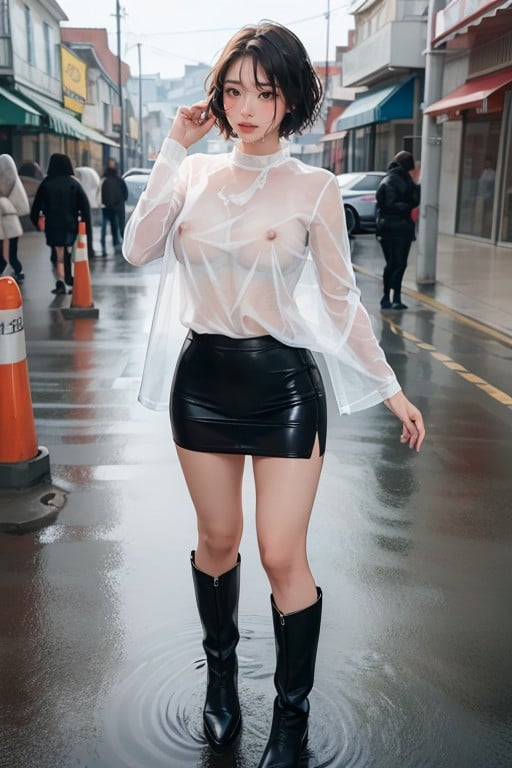 Mini Skirt, Pixie Cut, City AI Porn