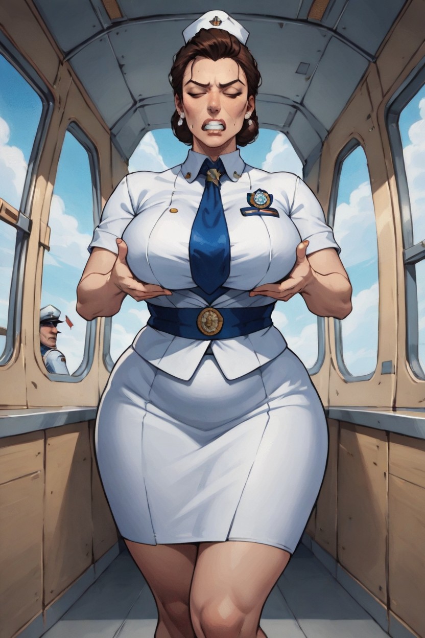 Smelly Lines, Small Breast, Flight Attendant AI Porn