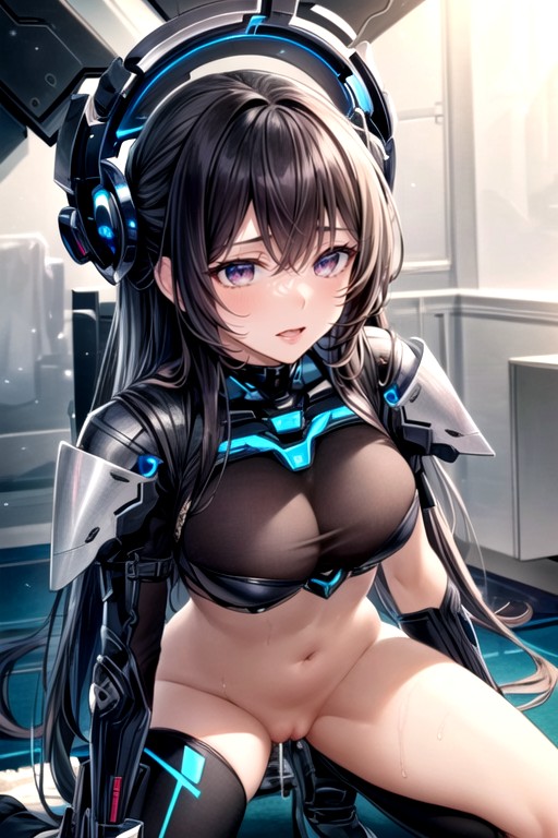 Ajouter Des Détails, A Genou, Armure De RobotPorno IA transsexuelle