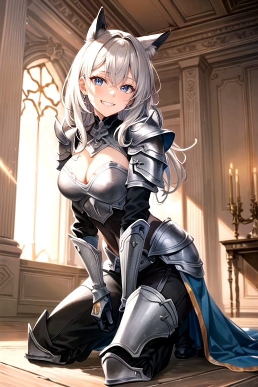 Small Breast, Armor, Kneeling AI Porn