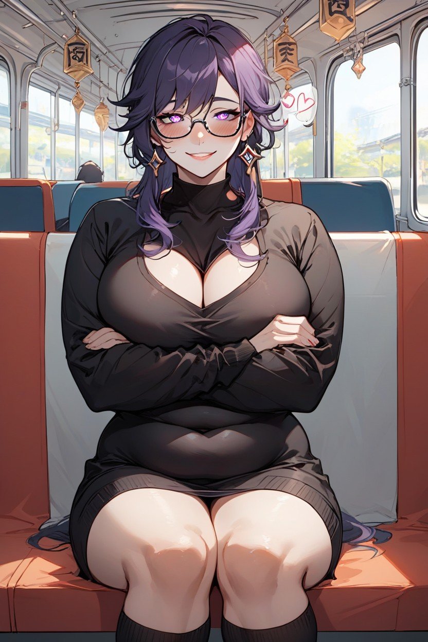 套衫, Wearing A Black Sweater, Purple EyesAI黃片