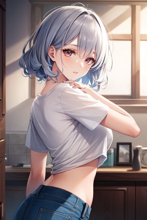 Afro, Ash Hair, Oversized T-shirt AI Porn