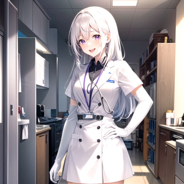 White Skirt, White Doctor Lab Coat, White StokingAI黃漫