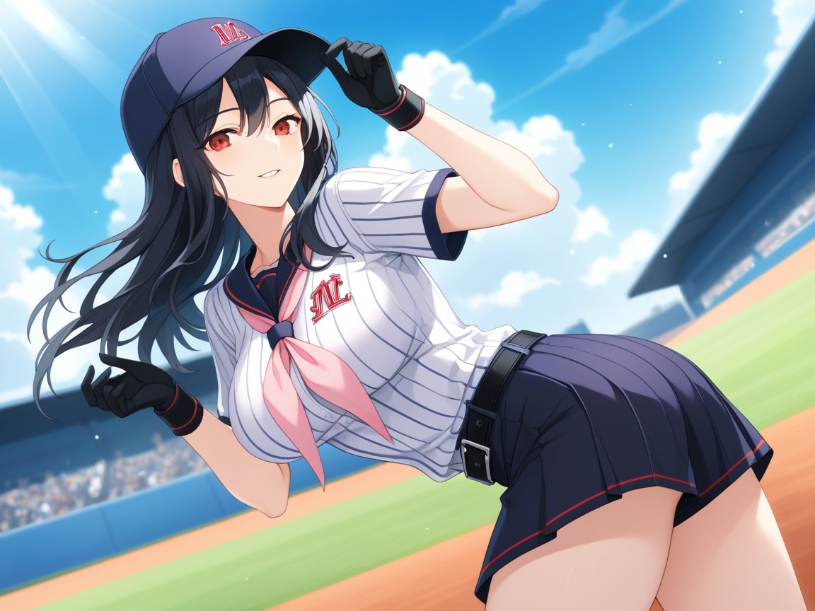 Vertical Striped Uniform, Solo, Parted Lips Hentai AI Porn