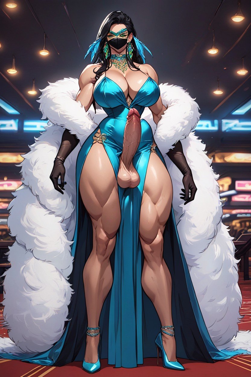 Broad Shoulders, Highly Detailed Large Erect Penis, Thick Thighs AI Porn