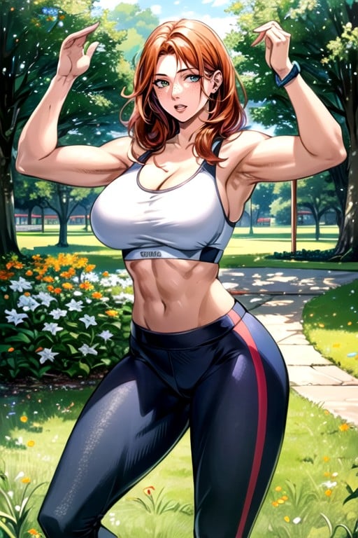 Yoga Pants, Muscular, Park AI Porn