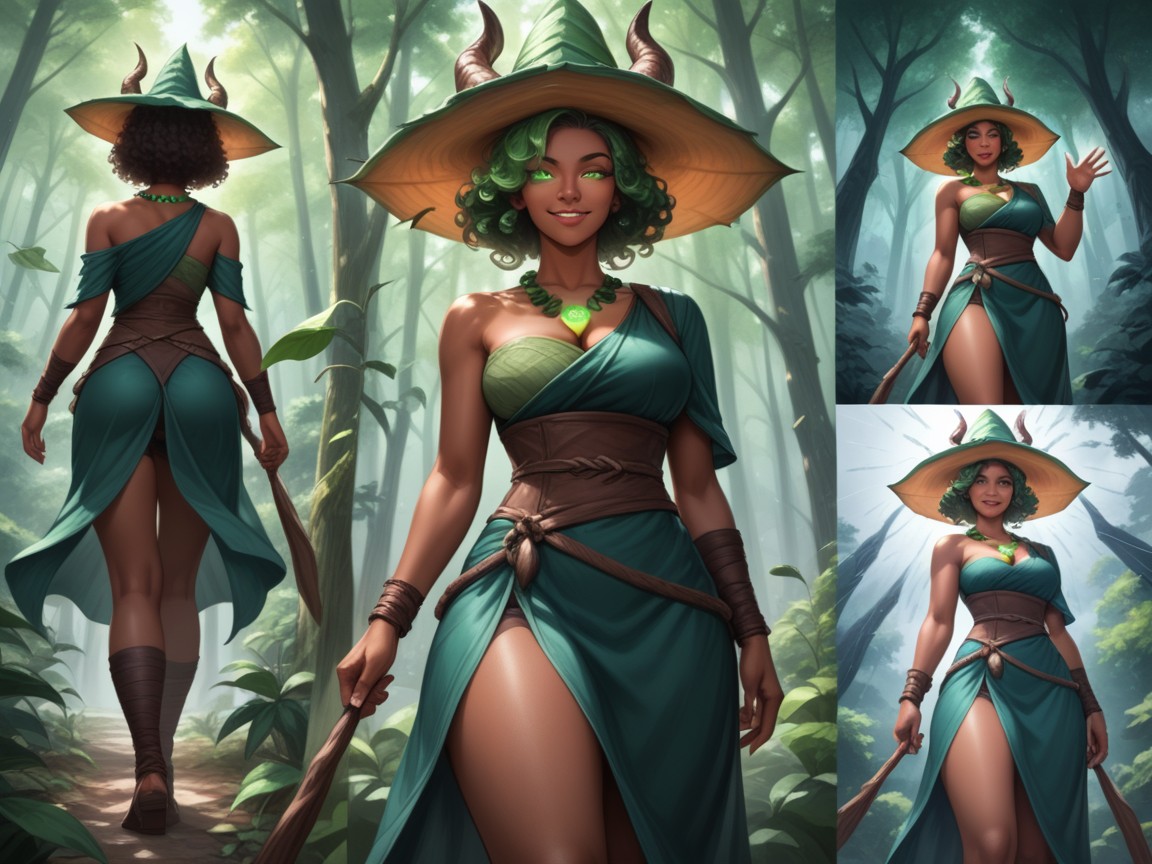 Dragonborn Woman, Forest, Dark Ebony Skin Hentai AI Porn