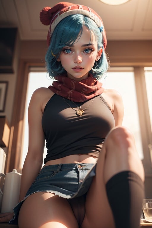 Dawn (pokemon), Blue Hair, Blue Eyes AI Porn