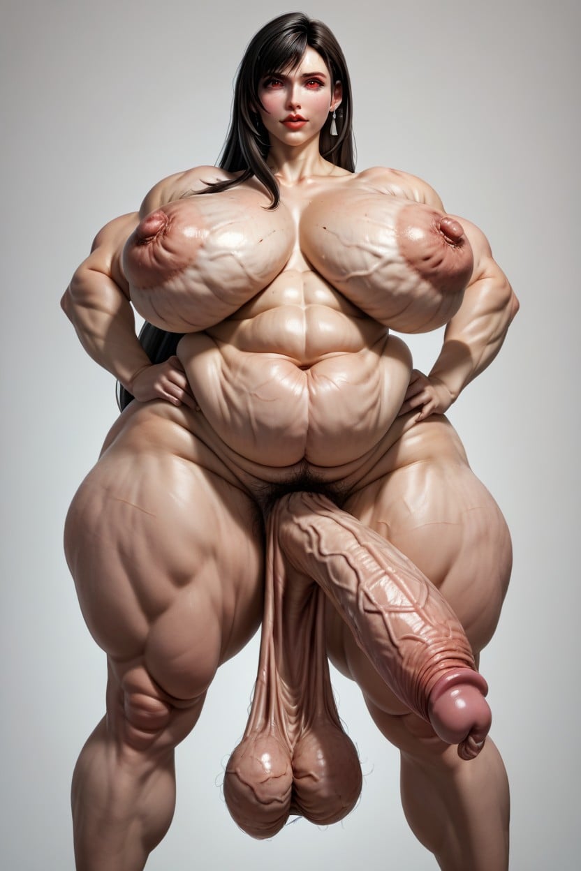 Wrinkled Body, Erect Cock, Drooping Breasts Shemale AI Porn