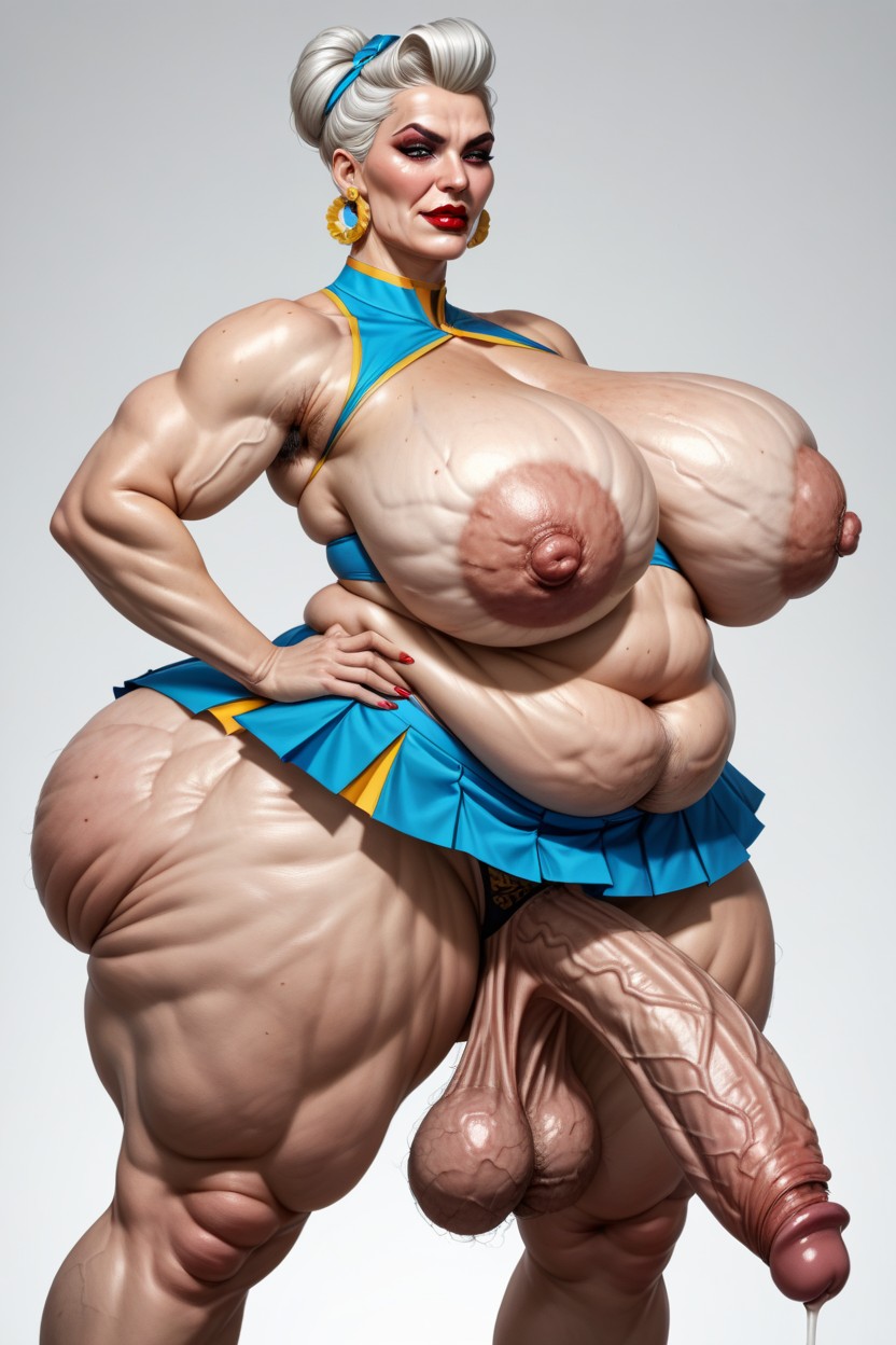 Saggy Balls, Wrinkled Skin, Wide Hips Shemale AI Porn