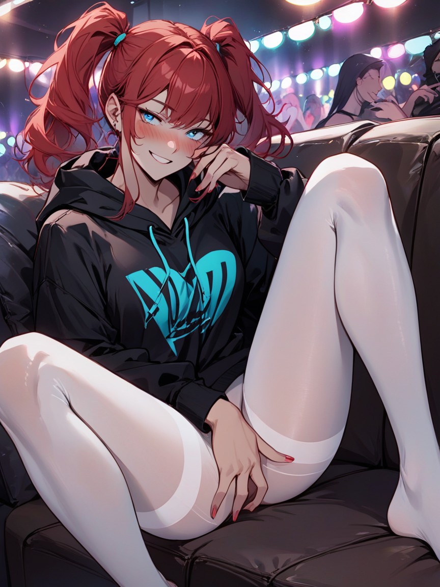 No Panties, Red Hair, Oversized HoodiePorno AI