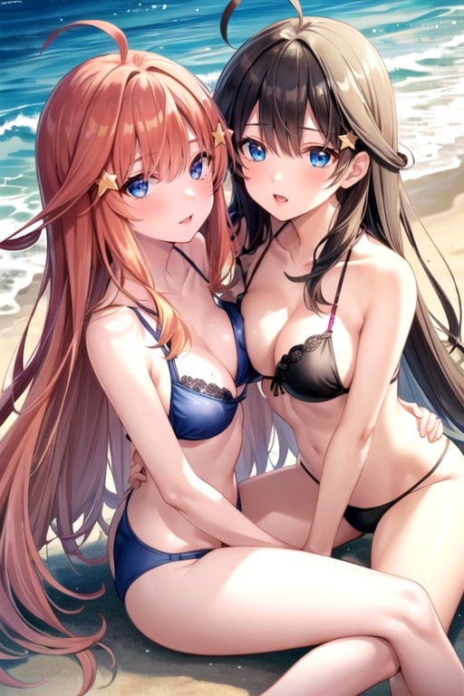 Spreading Legs, Beach, Itsuki Nakano (gotoubun No Hanayome) Hentai AI Porn