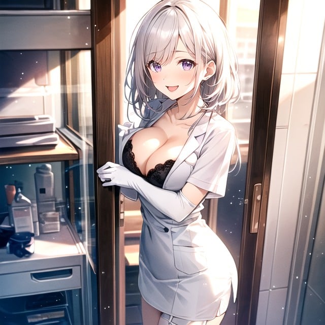 Стоя, White Hair, Теплый Аниме Фурри AI порно