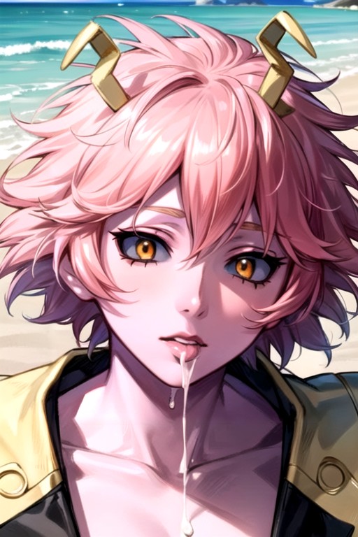 Close Up, Ashido Mina (my Hero Academia), Throat Bulge AI Gay Porn