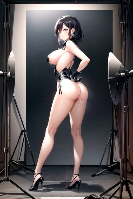 Hands On Hips, Black Hair, Robot Armor Shemale AI Porn