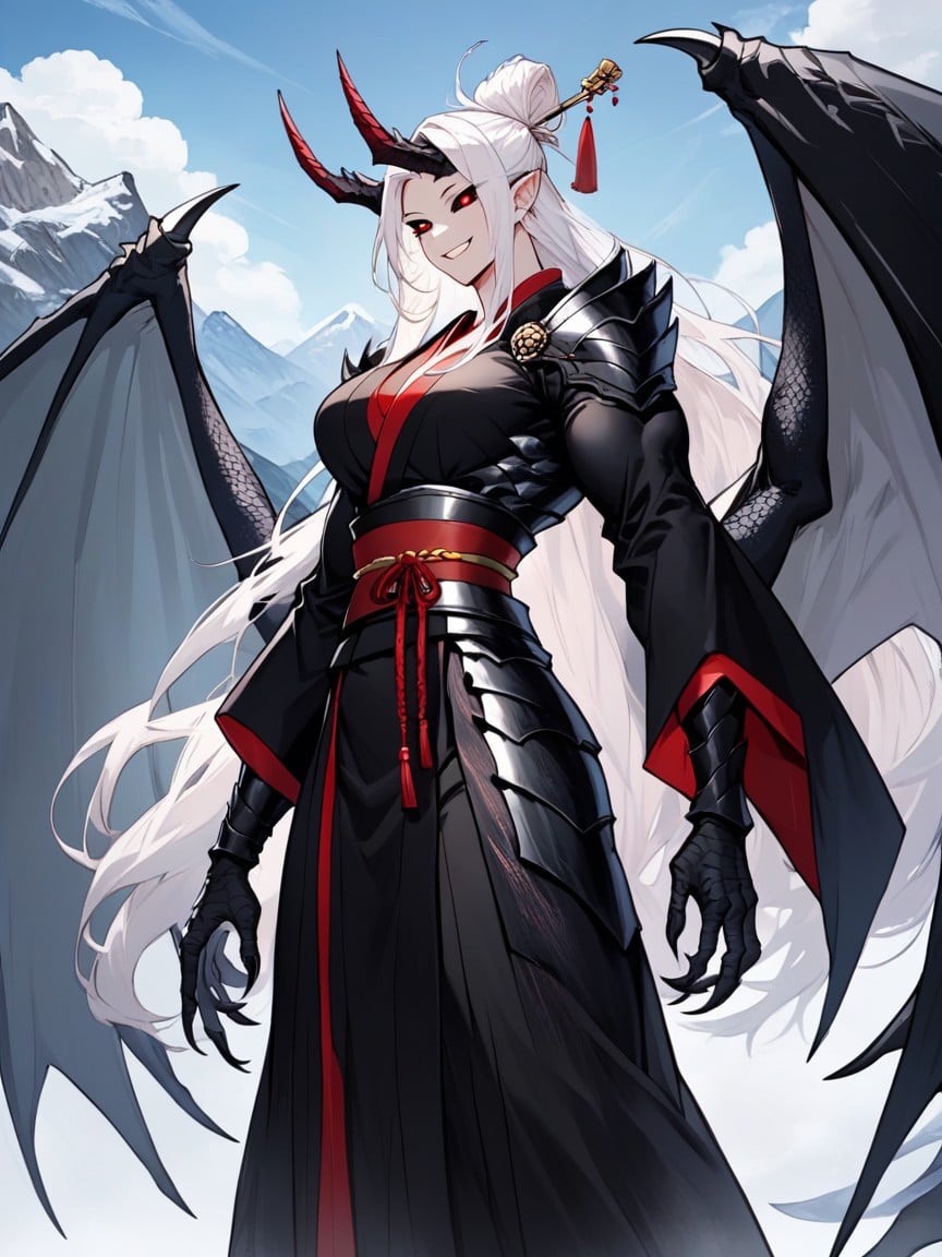 Black Dragon_horns, Black Sclera, Large Black Dragon_clawsAI黃漫