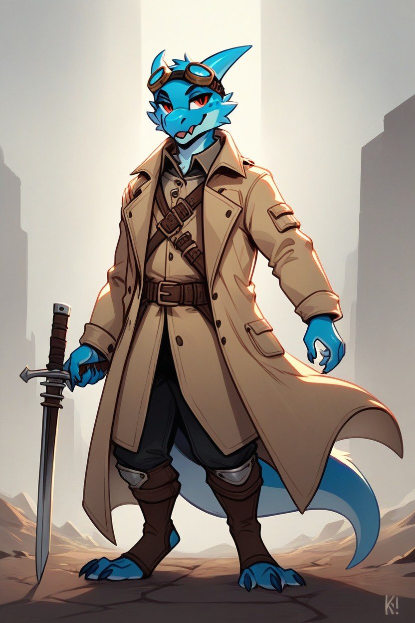 Trench Coat, Blue, KoboldAI 포르노