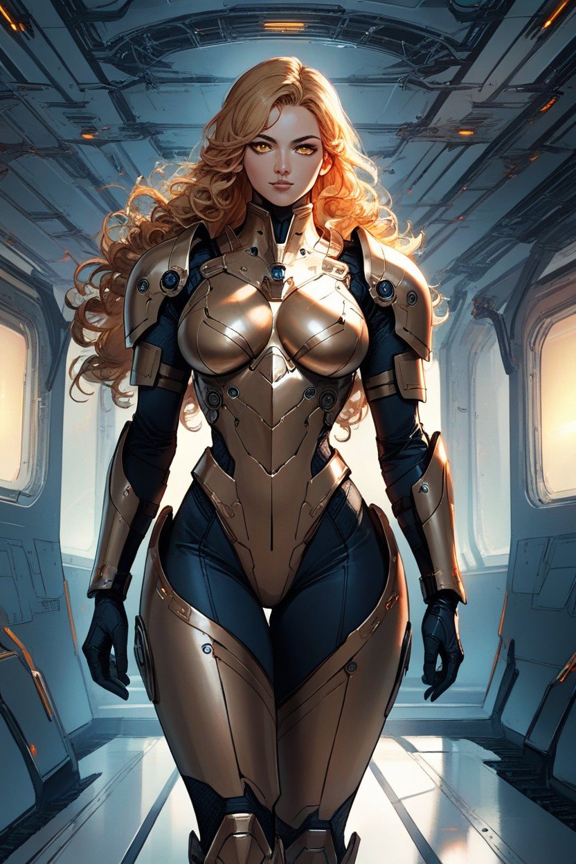 Science Fiction Armor, Rounded Breast, Looking At Viewer Furry AI Porn