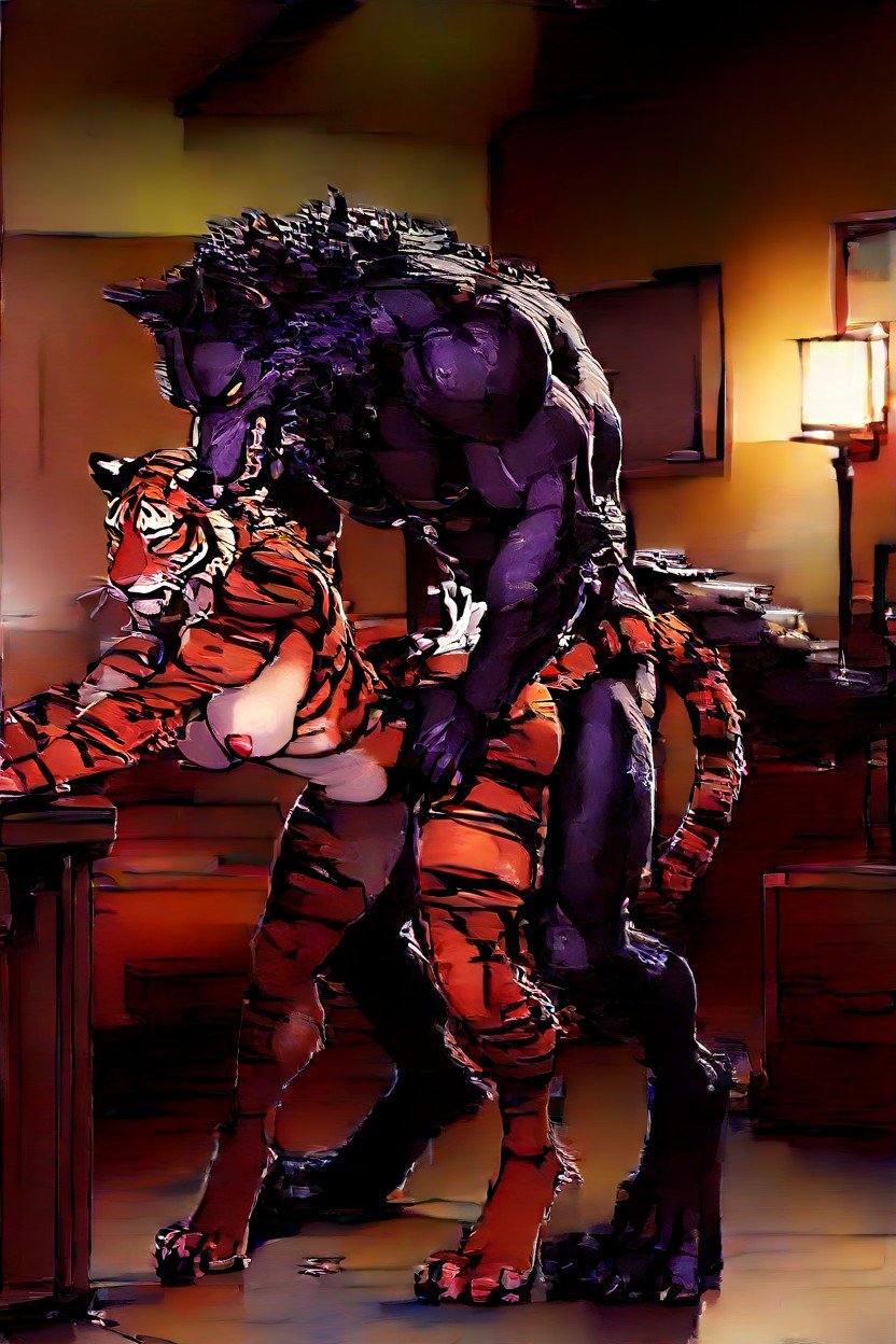 Heart Eyes, Black Werewolf, Brutal Fuck Furry AI Porn