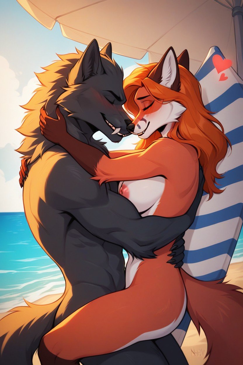 Fucked By A Big Werewolf, Black Fur, Love HeartsAI黄片