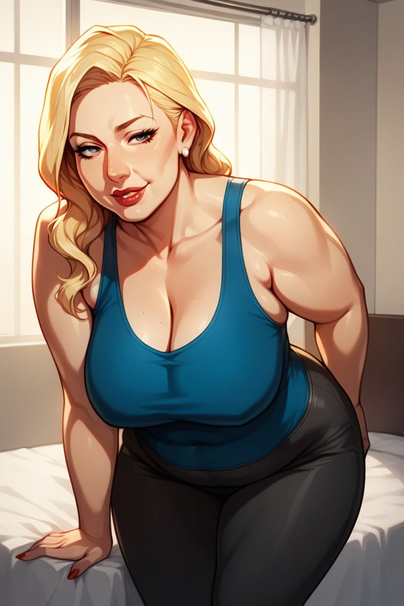 Thick Thighs, Sleeveless T-shirt, Bedroom AI Porn