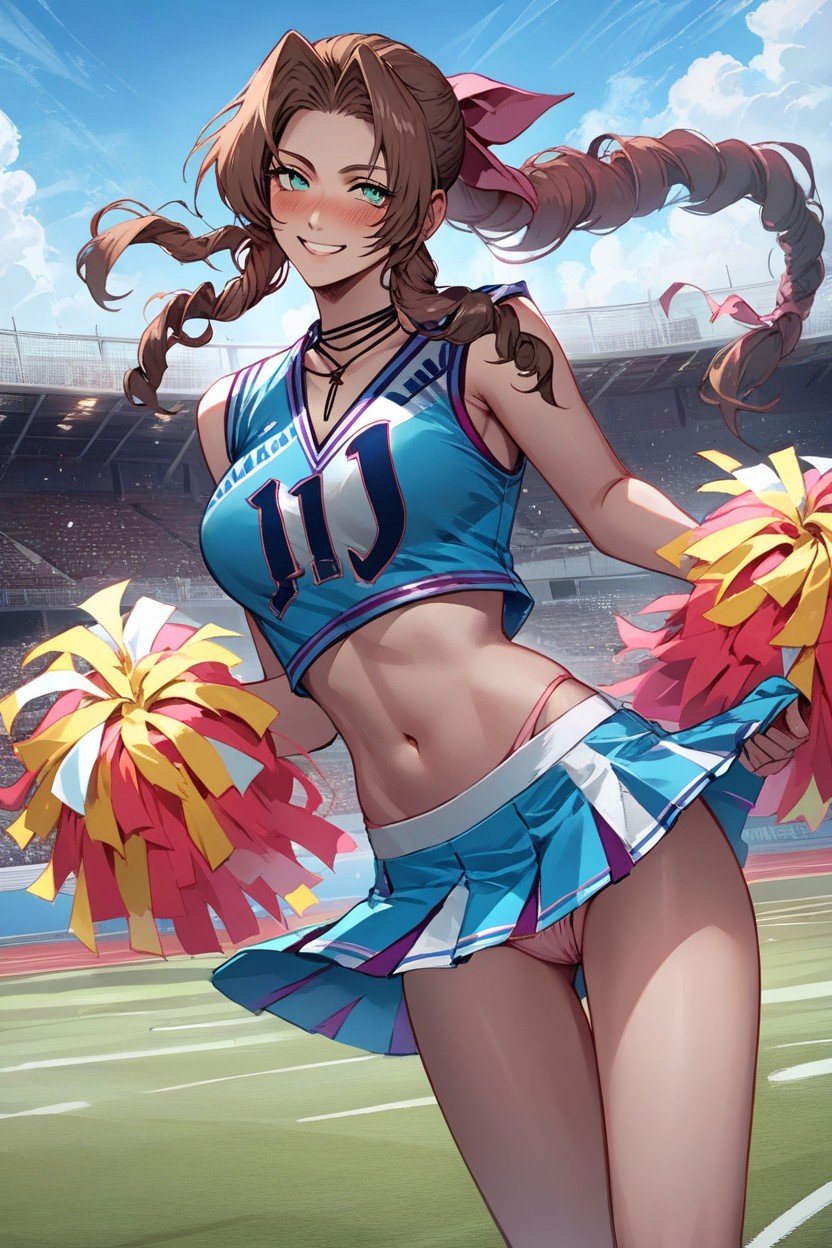 Football Field, 치마를 들어올리다, Aerith From Final Fantasy헨타이 AI 포르노