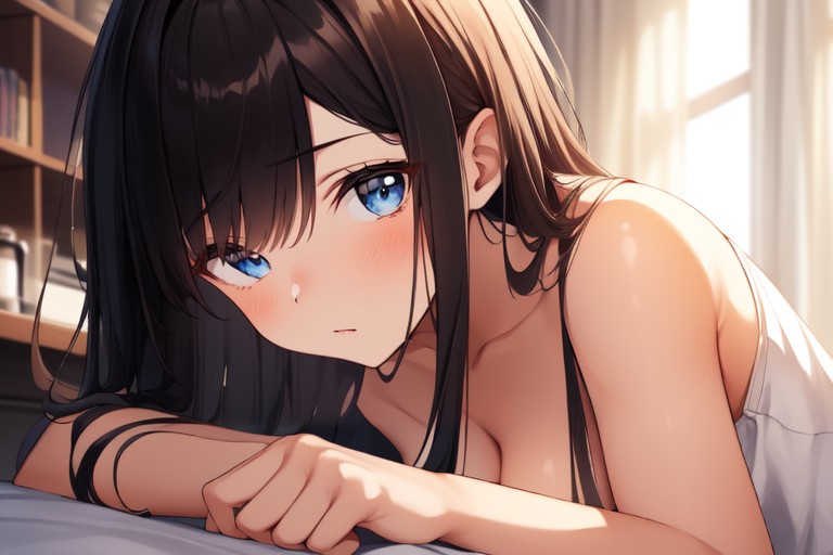 Close Up, Warm Anime, Blue Eyes AI Porn