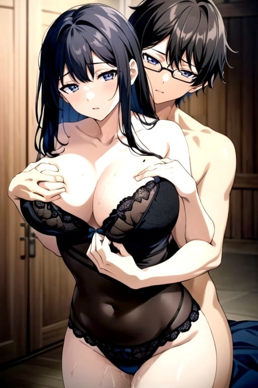 Black Hair, Grabbed From Behind, Glasses AI Porn