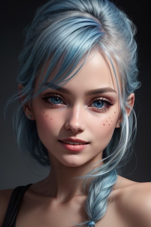 Light Blue Hair, Clown, Smiling Mouth Open AI Porn