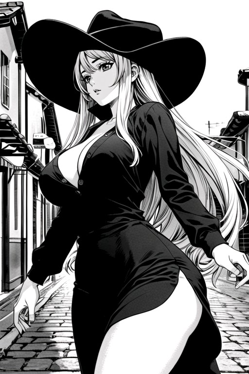 Bbw, Manga (noir Et Blanc), AubePorno IA transsexuelle