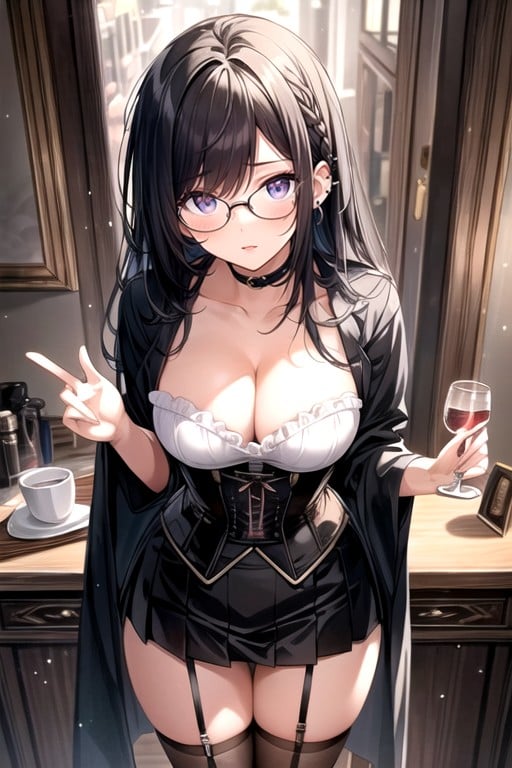 Bangs, Glasses, Goth AI Porn