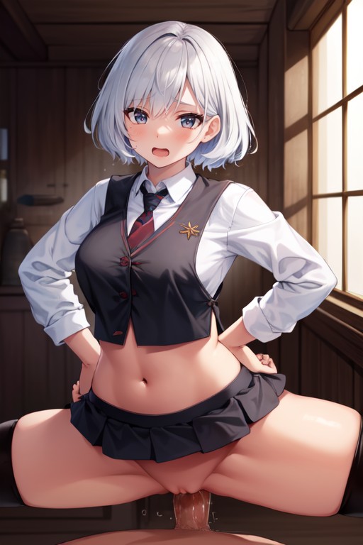 Skinny, Dark Brown Skin, School Uniform AI Porn