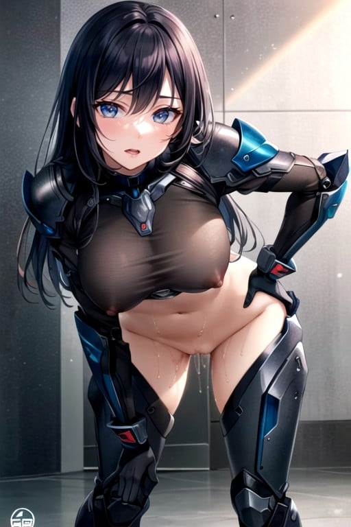 Armadura De Robot, Pelo Negro, NsfwPorno AI Hentai