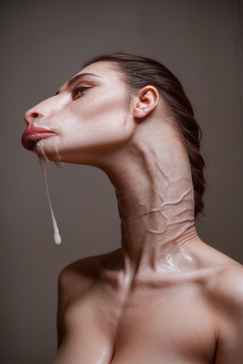 Extremely Unrealisticly Long Neck, Long Veiny Stiff Neck, Gargantuan Hyper BreastsPorno IA de transexuales