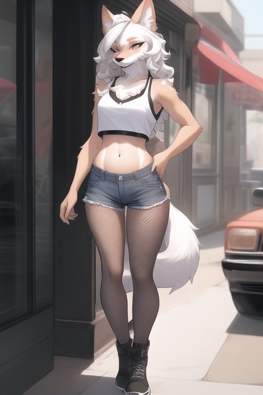 Permed Hair, Crop Top, Drawing Furry AI Porn