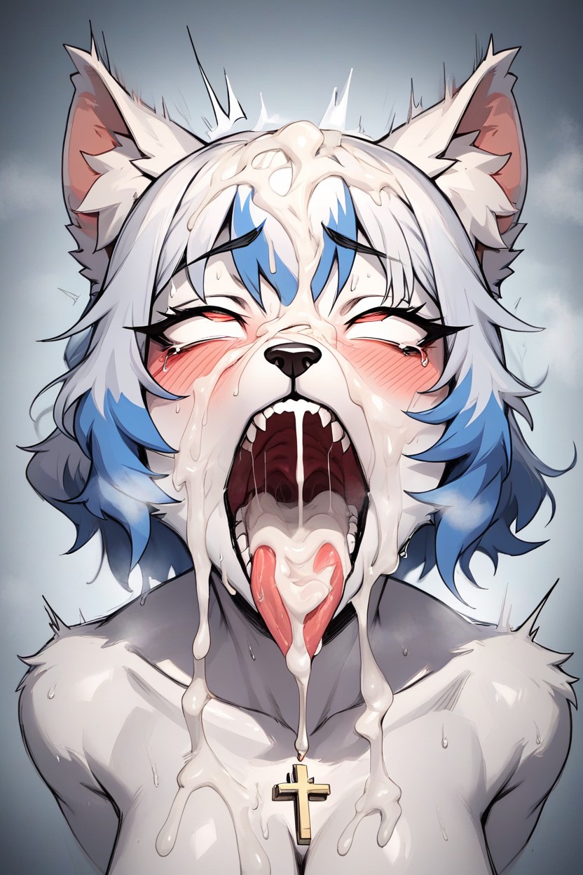 Tongue Out, Tongue Out, Bust Shot Furry AI Porn