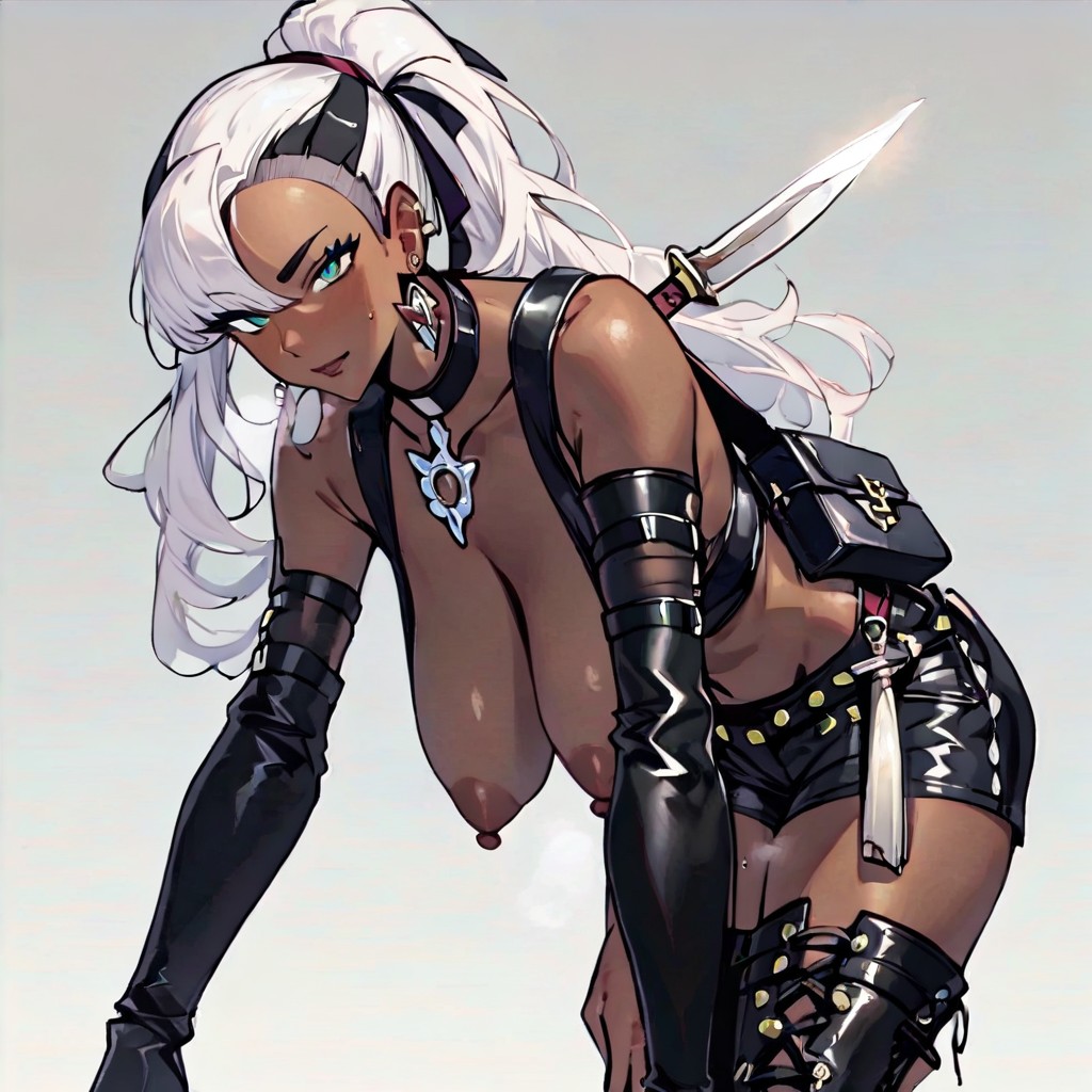 Saggy Breasts, White Hair, African AI Porn