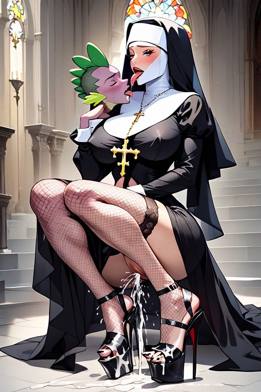 One Business Women, Wearing High Heels With Cum On It, Second Nun With Extrem Eight Of More Than Inch Platform High Heels With Metall Spike Pornografia de IA