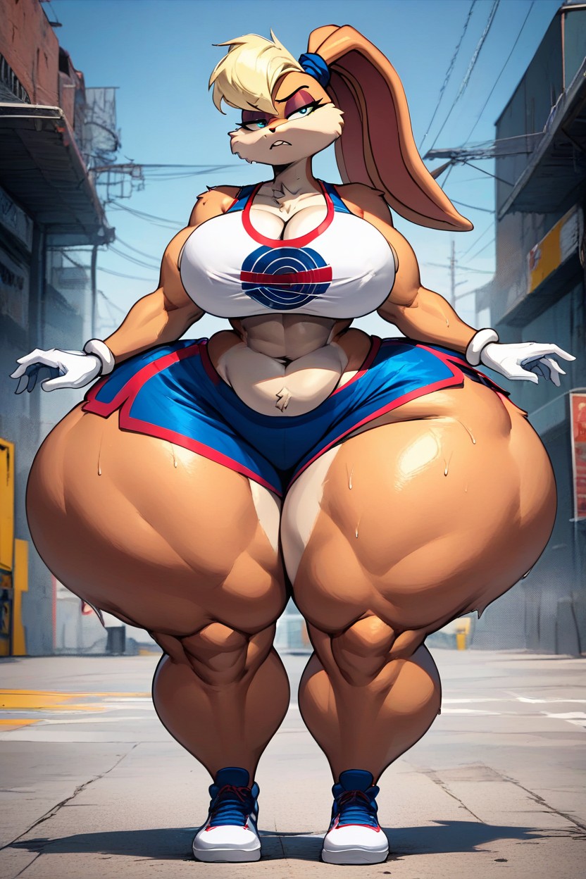 Lola Bunny, Fat, Massive Thighs Furry AI Porn