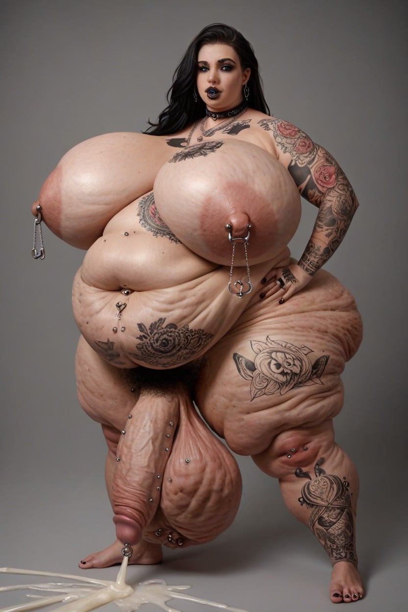 Hyper Obese, Sweaty, Thick Thighs Shemale AI Porn