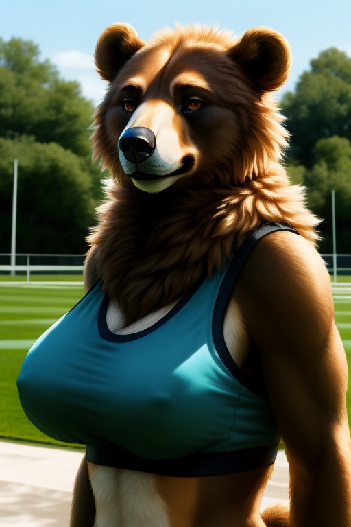 Massive Breast, Sport Bra, Bear Furry AI Porn